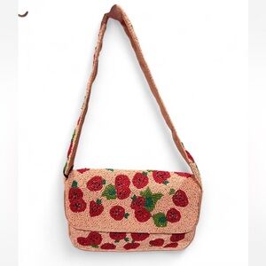 Pink Strawberry Beaded Shoulder Bag Sincerely Jules Made in India